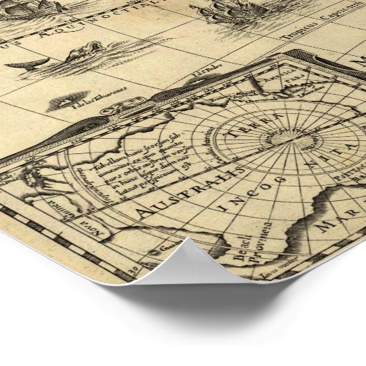 北と南アメリカ – パノラママップ ポスター (角)