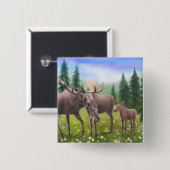 北のアメリカヘラジカ家族PIn 缶バッジ (正面&裏面)