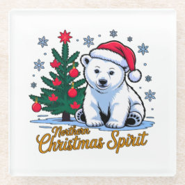北のクリスマスの精神とカナダのクリスマス ガラスコースター