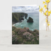 北のコーニッシュの海岸の空白のなカード カード (黄色い花)