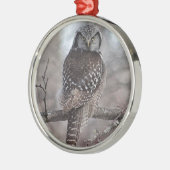 北のタカフクロウ メタルオーナメント (左)