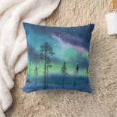 北のライト、水彩風景 クッション (ブランケット)