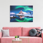 北の光と雪が山々を覆った キャンバスプリント (インサイチュ (リビング))