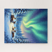 北の光の下の冬のトナカイ ジグソーパズル (横)