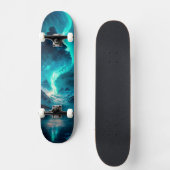 北の光を持つ壮大な青い空と山 スケートボード (正面)