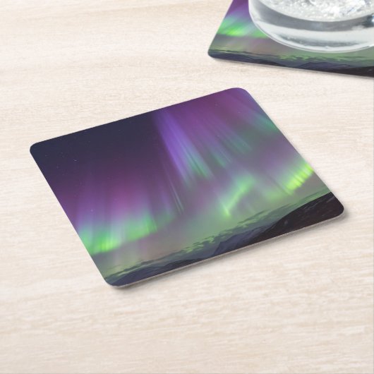北の光 |北アイスランド スクエアペーパーコースター (アングル)