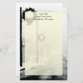 北の冬の通りのリースの雪の文房具の上 便箋 (正面/裏面)