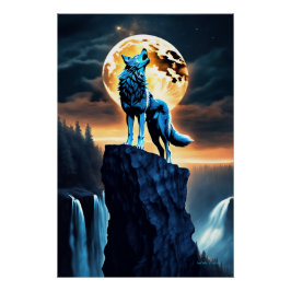 北の吠え声：黄月のそばの狼 ポスター