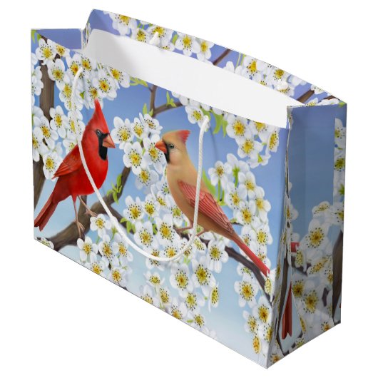 北の基本的で赤い鳥のギフトバッグ ラージペーパーバッグ (裏面アングル)