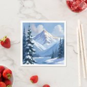 北の山々 | 冬の山々風景が描かれた スタンダードカクテルナプキン (インサイチュ)