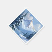 北の山々 | 冬の山々風景が描かれた スタンダードカクテルナプキン (角)