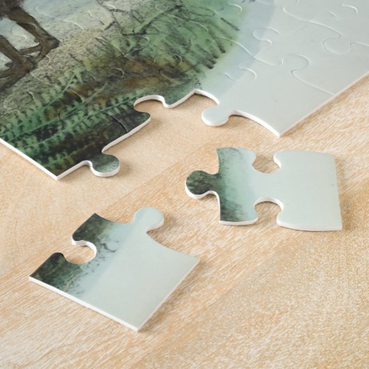 北の島のブラウンのキーウィのヴィンテージの鳥のイラストレーション ジグソーパズル (側面)