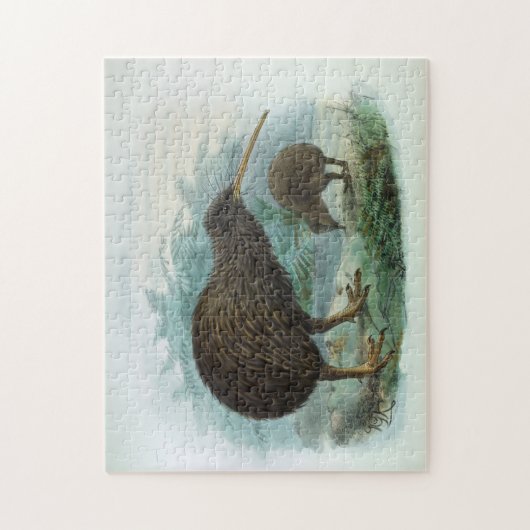 北の島のブラウンのキーウィのヴィンテージの鳥のイラストレーション ジグソーパズル (縦)
