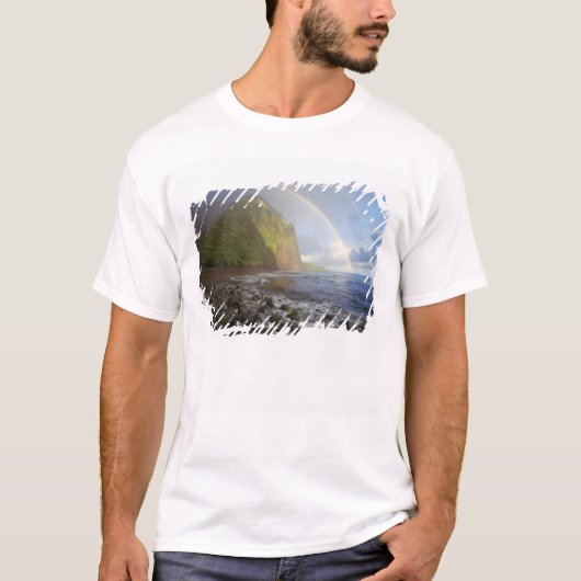 北の崖にかかる二重虹 Tシャツ (正面)