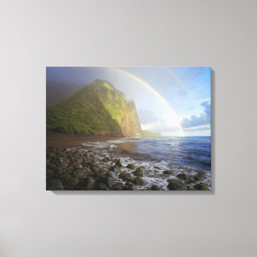 北の崖に二重の虹 キャンバスプリント (正面)