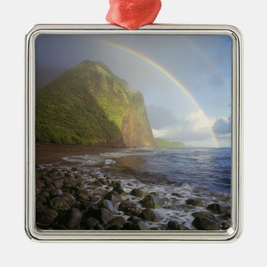 北の崖に二重虹 メタルオーナメント (正面)