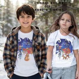 北の村からの挨拶 村のキツネの子供たち Tシャツ