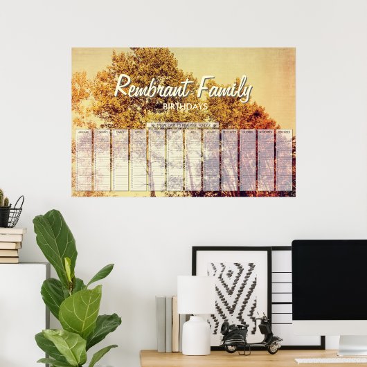 北の樺の木の美しい誕生日ポスター ポスター (ホームオフィス)