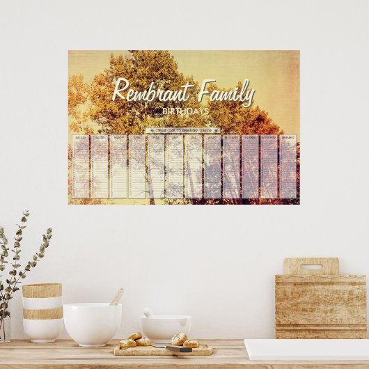 北の樺の木の美しい誕生日ポスター ポスター (キッチン)