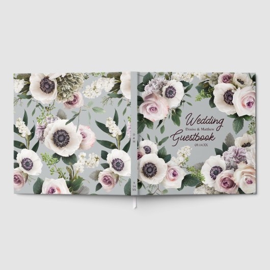 北の水滴グレーに白いアネモネ ゲストブック (全面)