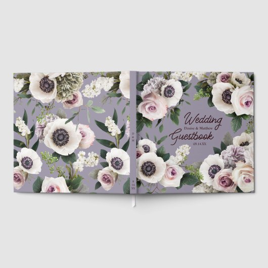 北の水滴グレーに白いアネモネ ゲストブック (全面)