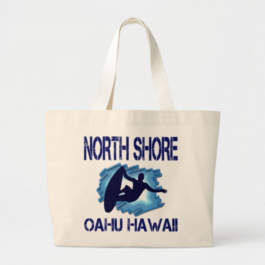 北の海岸、オアフ、ハワイ ラージトートバッグ (正面)