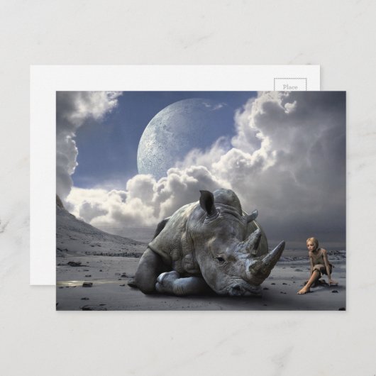 北の白いサイの最後 ポストカード (正面/裏面)