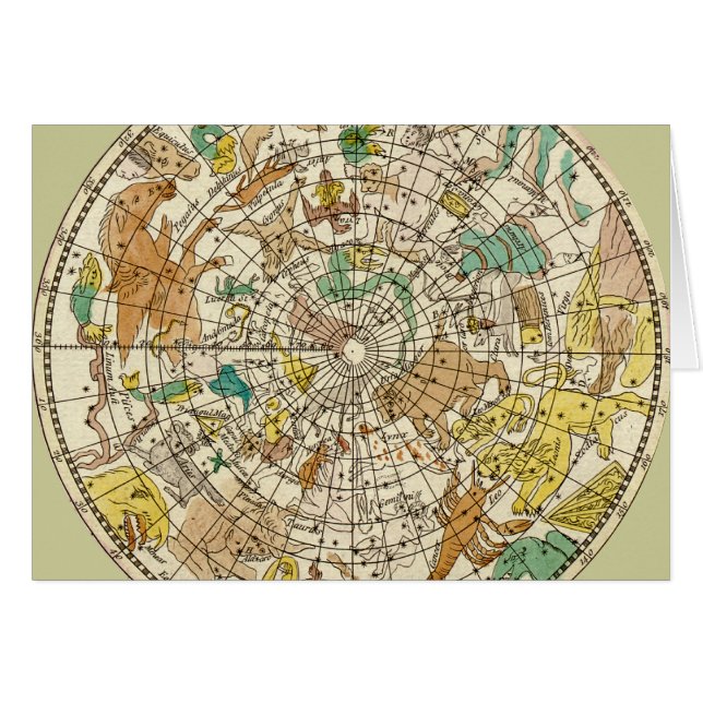 北の空の星図と星座の地図 (正面横)