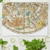 北の空の星図と星座の地図 キッチンタオル (折り畳み)