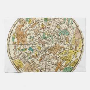 北の空の星図と星座の地図 キッチンタオル