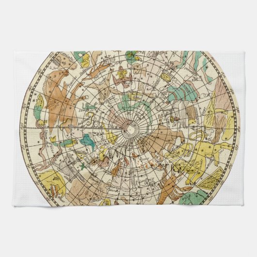 北の空の星図と星座の地図 キッチンタオル (横)