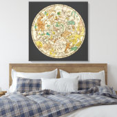 北の空の星図と星座の地図 キャンバスプリント (インサイチュ (寝室))