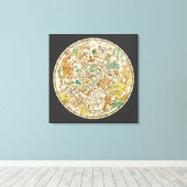 北の空の星図と星座の地図 キャンバスプリント (インサイチュ (ウッドフロア))