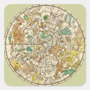北の空の星図と星座の地図 スクエアシール