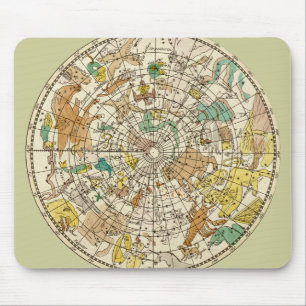 北の空の星図と星座の地図 マウスパッド