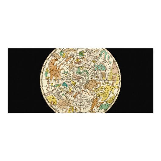 北の空の星図と星座の地図 ラックカード (正面)