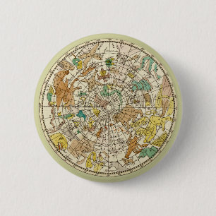 北の空の星図と星座の地図 缶バッジ