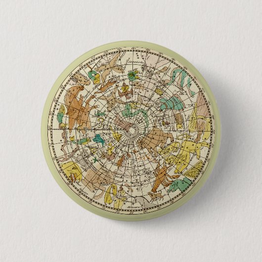 北の空の星図と星座の地図 缶バッジ (正面)