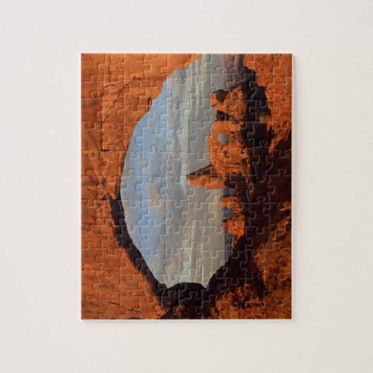 北の窓、アーチを通して見られるタレットのアーチ ジグソーパズル (縦)