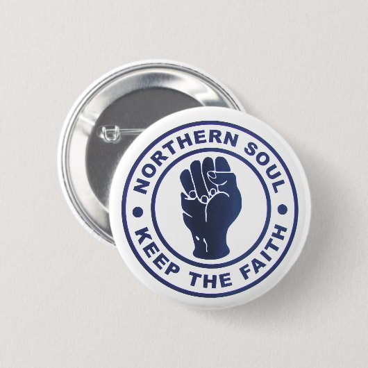 北の精神は信頼のスローガン及び握りこぶしの記号を保ちます 缶バッジ (正面&裏面)