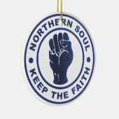 北の精神は信頼Slgans及び握りこぶしの記号を保ちます セラミックオーナメント (右)