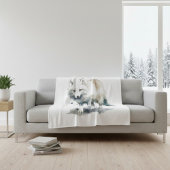 北の美しさ: 冬のキツネ カスタム フリースブランケット