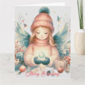 北の自然の中で美しい冬の天使 カード (正面)