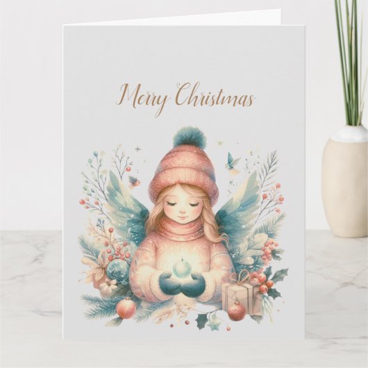 北の自然の中の美しい冬の天使 カード (正面)