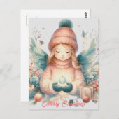 北の自然の中の美しい冬の天使 ポストカード (正面/裏面)