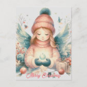 北の自然の中の美しい冬の天使 ポストカード (正面)