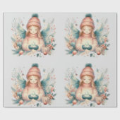 北の自然の中の美しい冬の天使 ラッピングペーパー (フラット)