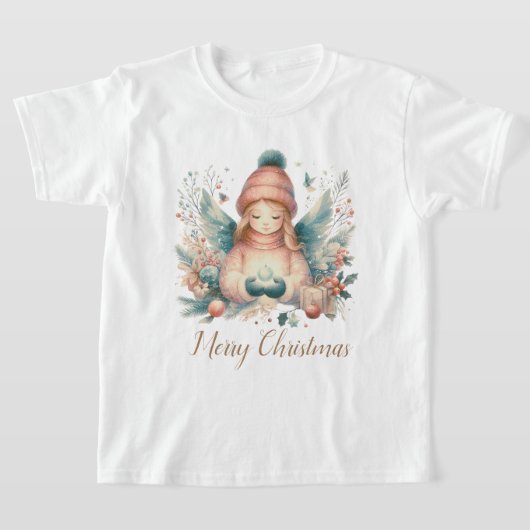 北の自然の中の美しい冬の天使 Tシャツ (レイダウン)