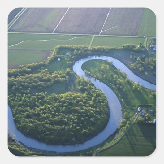 北の赤川の空中眺め スクエアシール (正面)