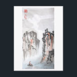 北の通路の風景の岩中国の群 ポストカード<br><div class="desc">このオリジナルアートの川沿いの2つの崖の間を小さなボートが通り抜ける。</div>